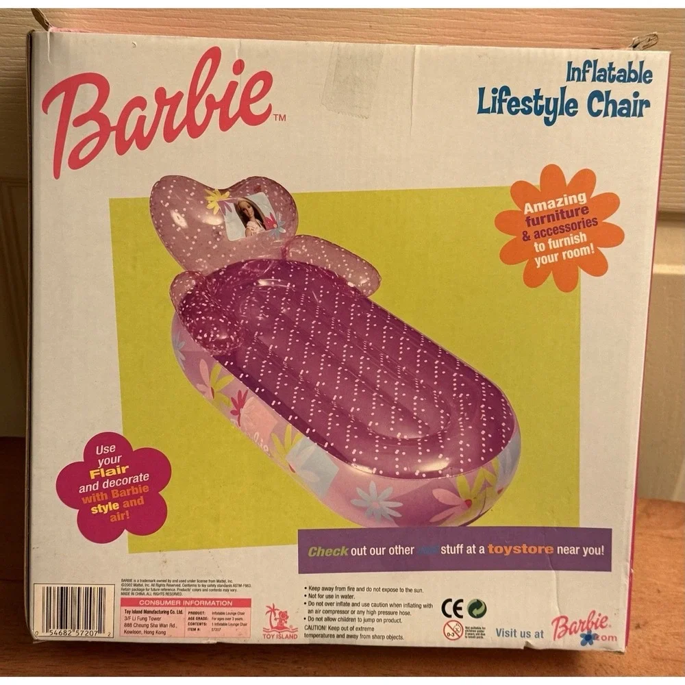 Vintage Barbie Inflatable Lifestyle‎ Chair 2002 Mattel, Inc. New in Box Rare